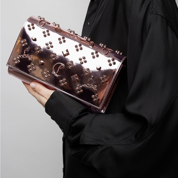 Christian Louboutin Paloma Clutch vintage Rose specchio - Picture 9 of 12